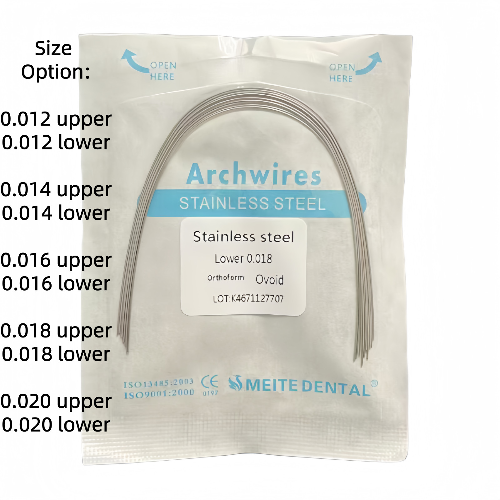 Dental Ortho Arch Wire NiTi Stainless Steel Ovoid/Natural Round Rectangular Wire
