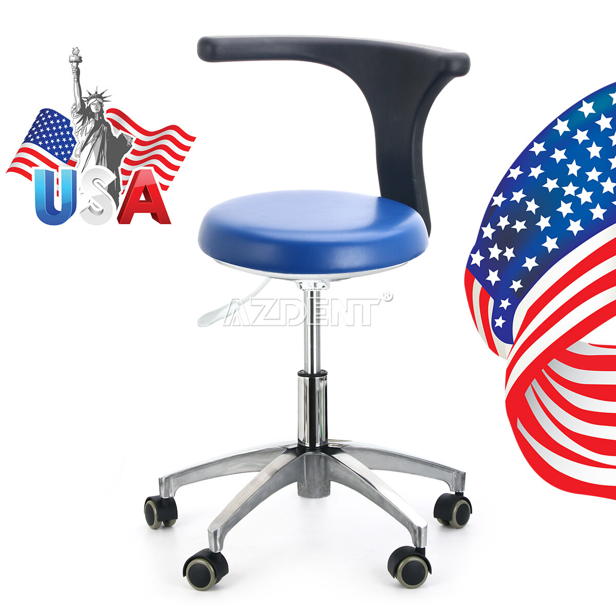 Dental Medical Stool Doctor Assistant Stool PU Leather Mobile Chair Office Stool