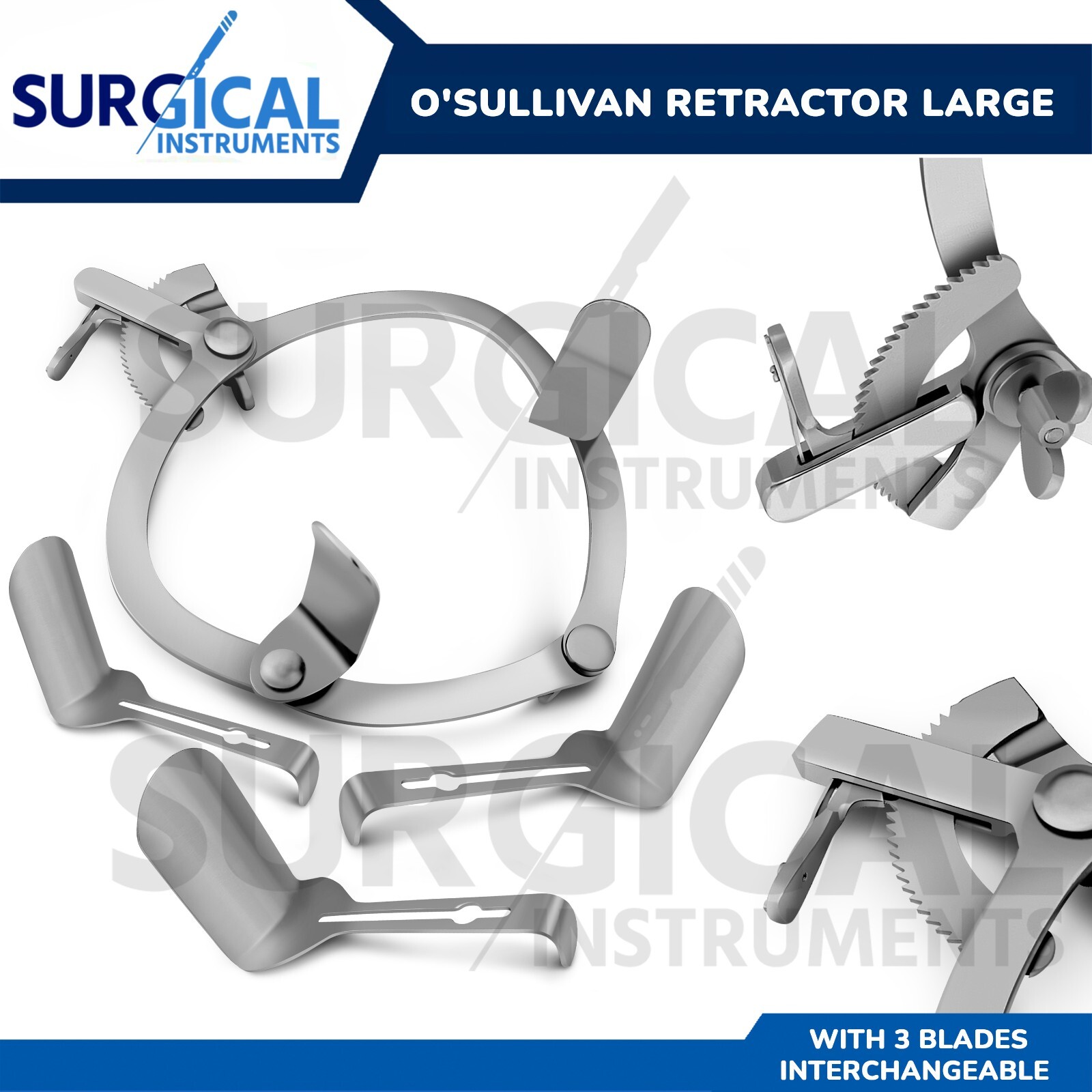 O’Sullivan-O’™Connor Abdominal Retractor with 3 Interchangeable Blades Large
