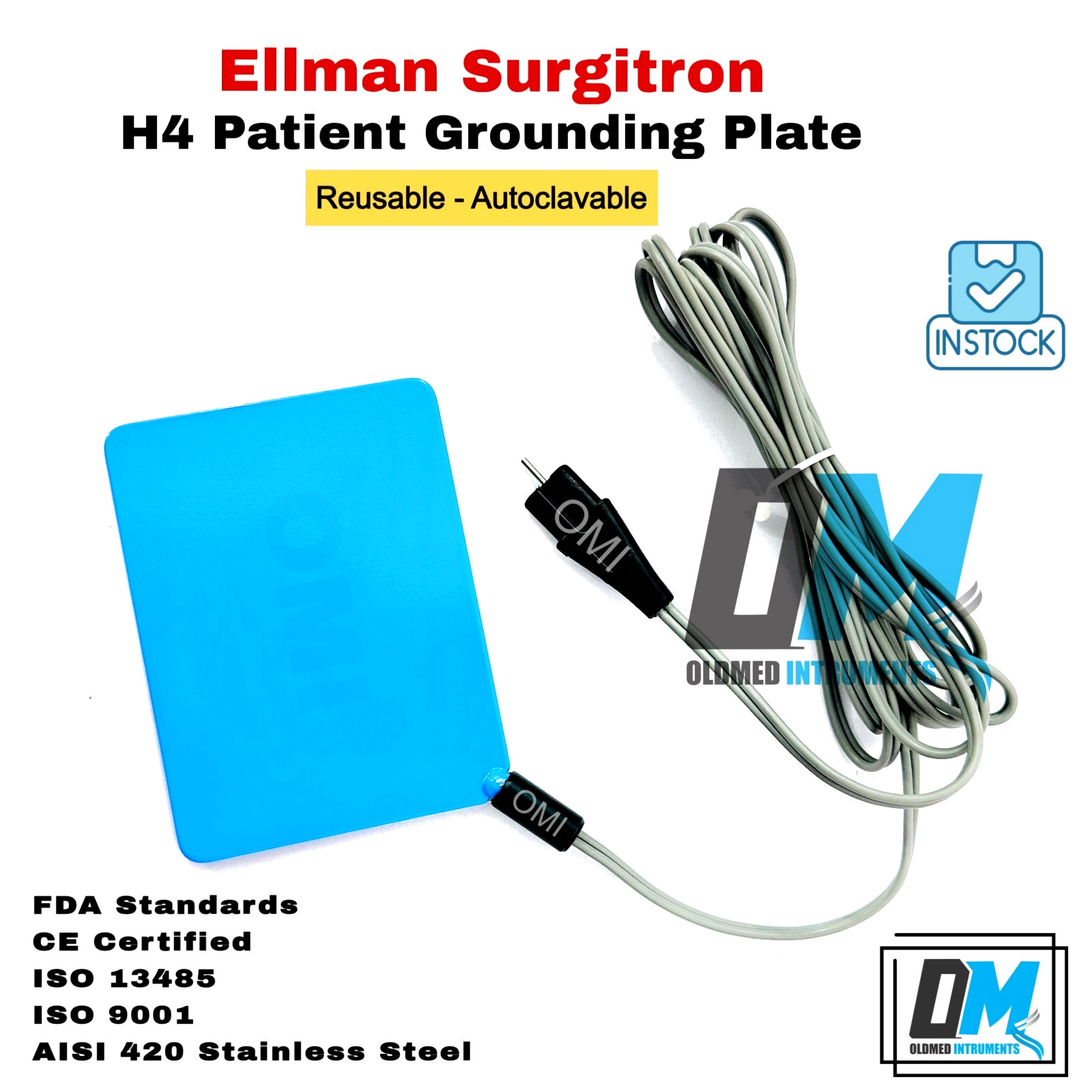 Ellman Surgitron 4.0 Dual RF 90 H4 Grounding Patient Plate Valleylab Connector