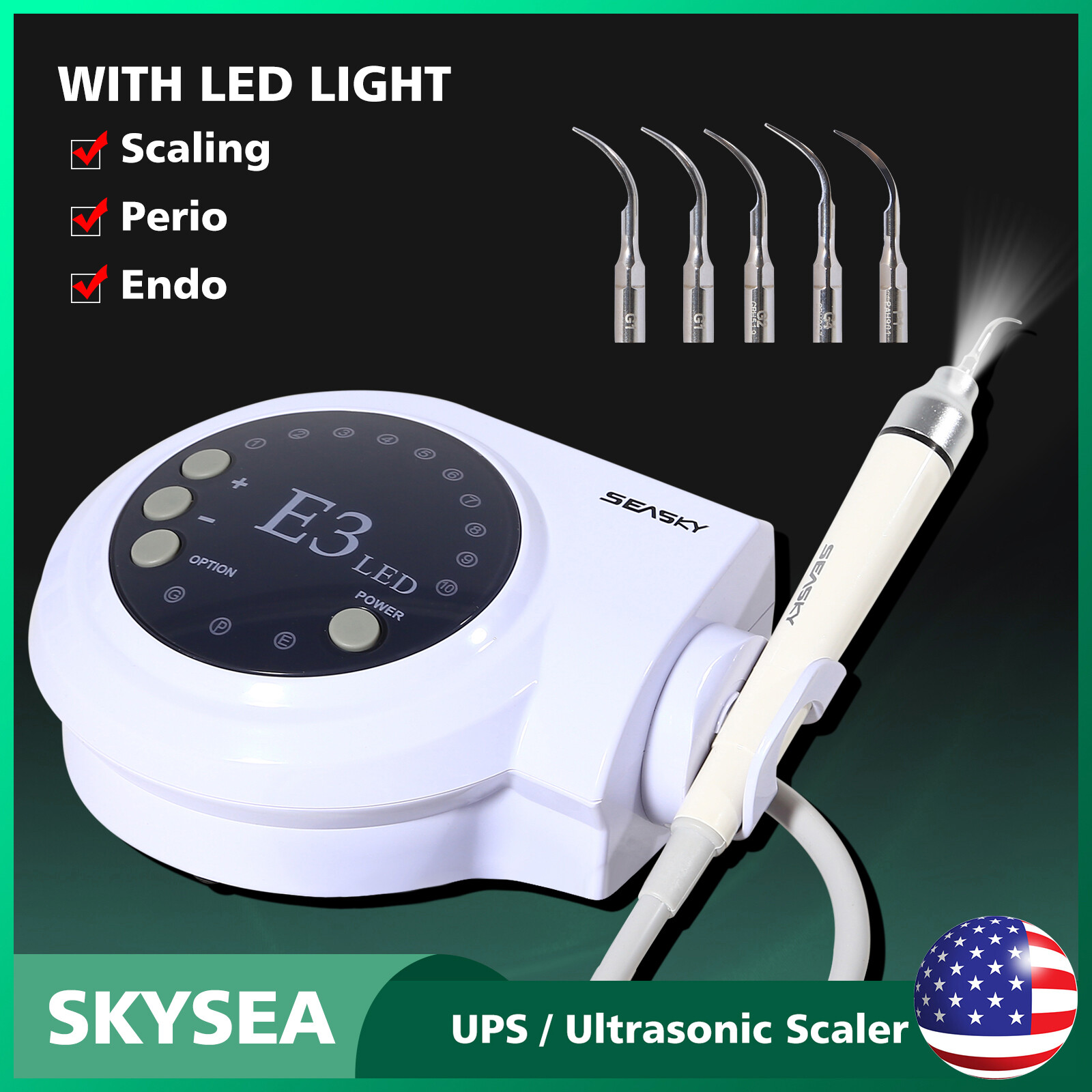 Ultrasonic Scaler w/ LED Detachable Handpiece Fit EMS Cavitron Dental