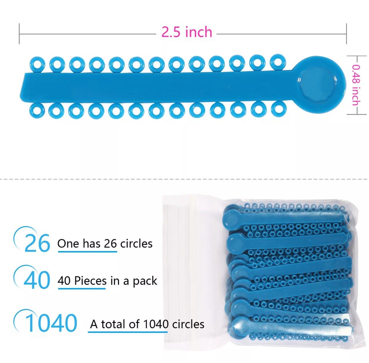 2080 Dental Ligature Rubber Ties Bands Braces Orthodontic Elastic Colored 2 Bags