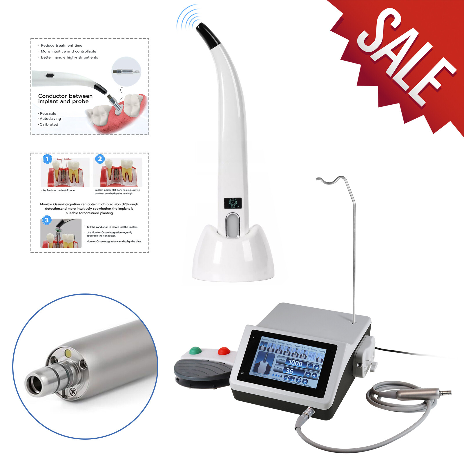 SANDENT Dental Implant Stability Meter Monitor/Surgical LED Implant Motor System