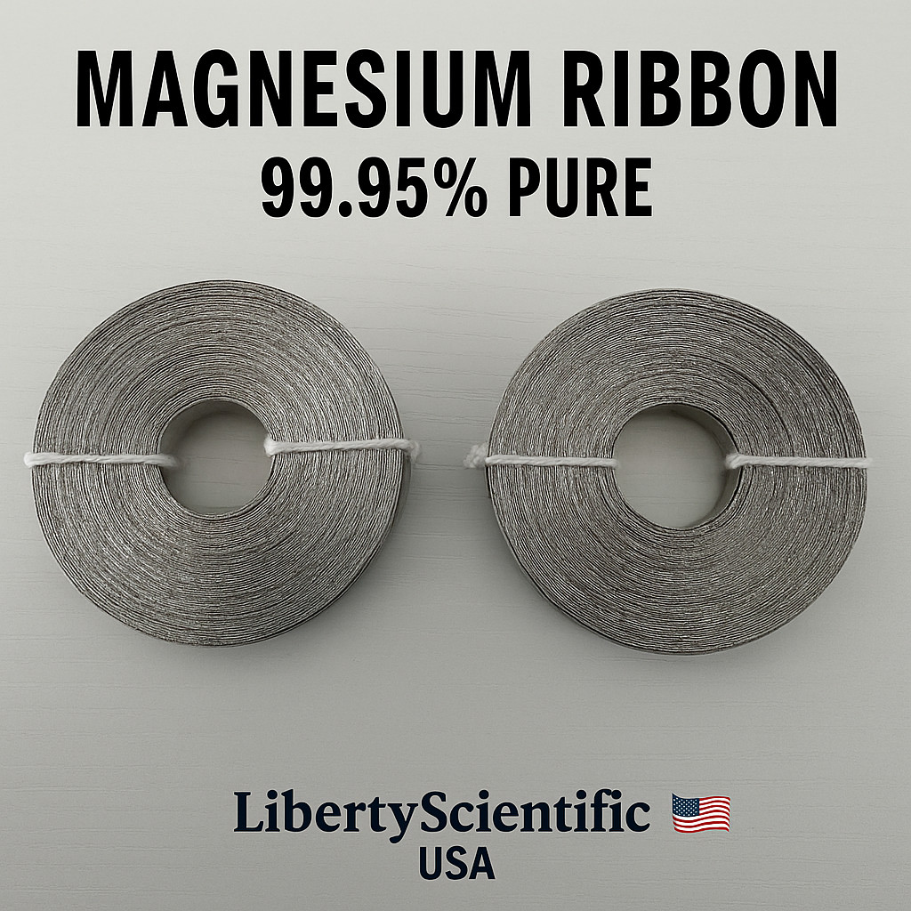 Magnesium Ribbon 99.95% Pure Lab Grade Rolls – 25 pcs | Liberty Scientific USA