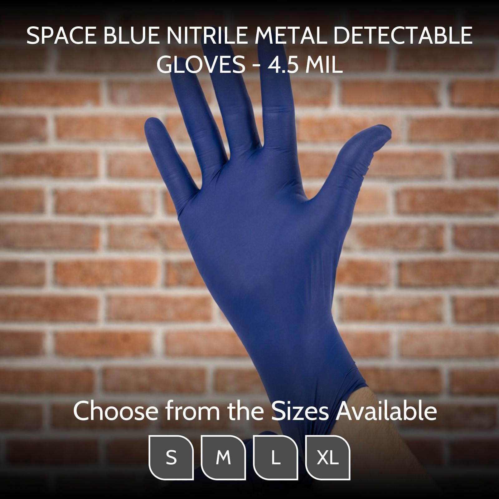 40000 Industrial/Non-Exam Blue Nitrile Metal Detectable Disposable Gloves Medium