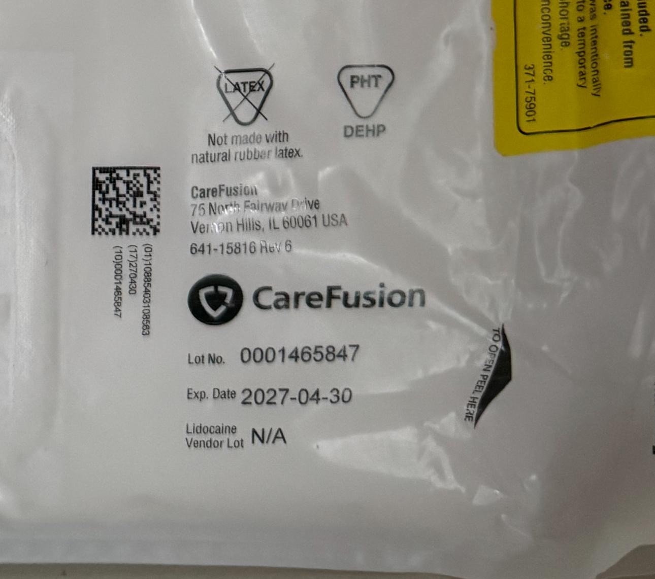 NEW – LOT OF 3, CAREFUSION REF 4380. EXP 2027-04