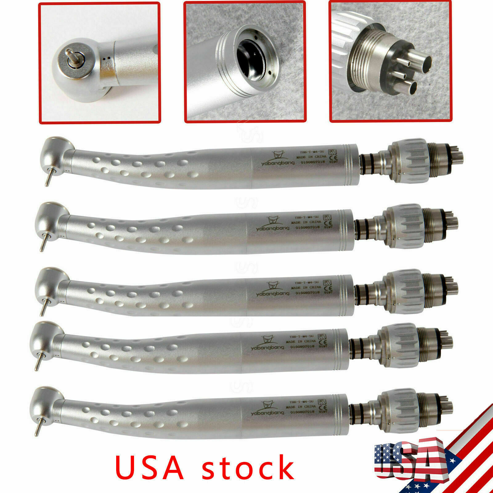 5 Large Torque Dental High Speed Handpiece + 4H Quick Coupler 360° Swivel us-k