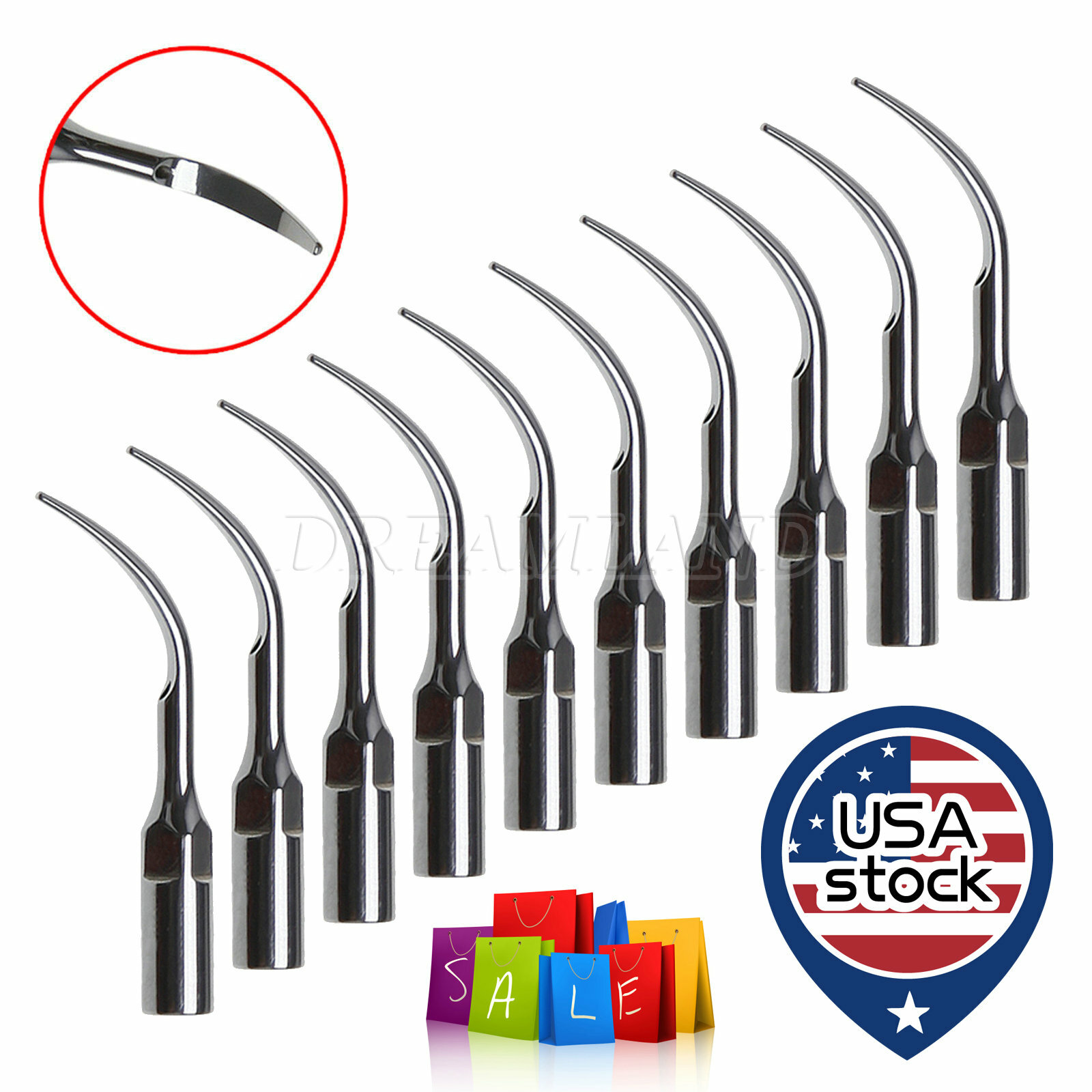 10X Dental Ultrasonic Scaler Scaling Perio Tip Fit EMS Cavitron Handpiece USPS