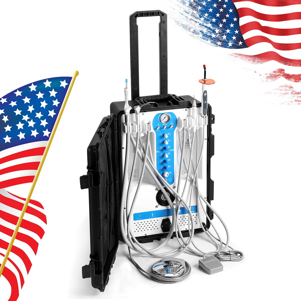 Mobile Dental Delivery Unit P206S Air Compressor Ultrasonic Scaler Curing Light