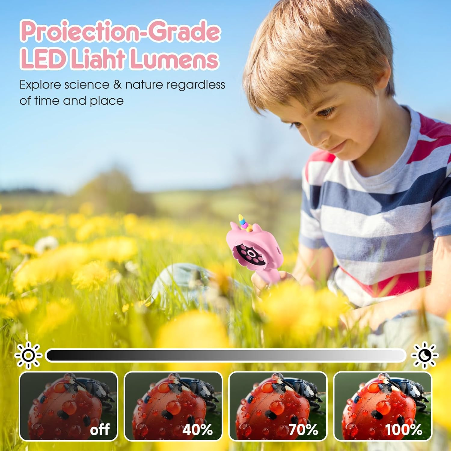 Pocket Magnification Microscope Photo & Video Age 3 4 5 6 7 8 9 10 Girls Boys