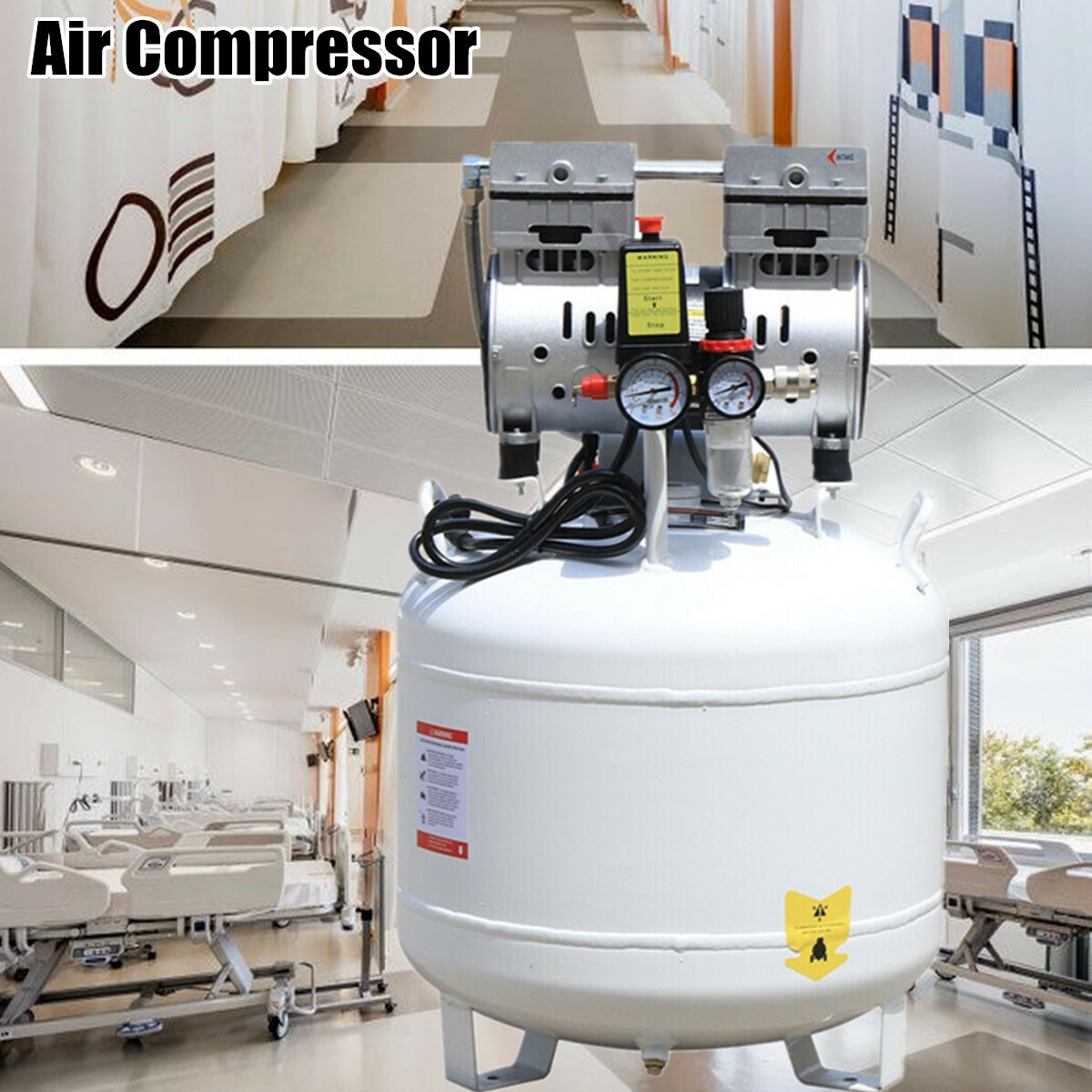 115PSI 40L Dental Medical Air Compressor Silent Air Compressor Oilless 750W NEW