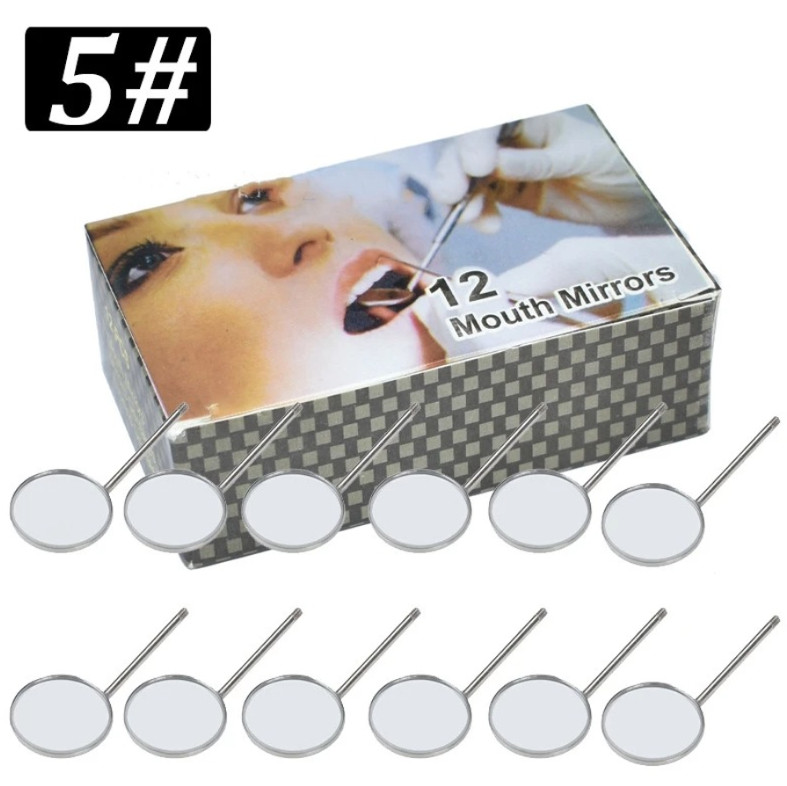 12pcs Dental Mouth Mirror Heads Stainless Steel Oral Mirrors Mouth Accessory
