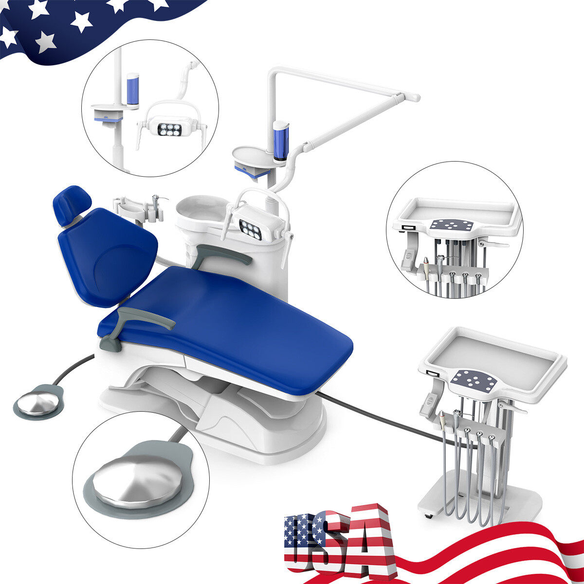 Dental Unit Chair DC Motor Computer Controlled+Stool /Storage Cabinet Tool Cart