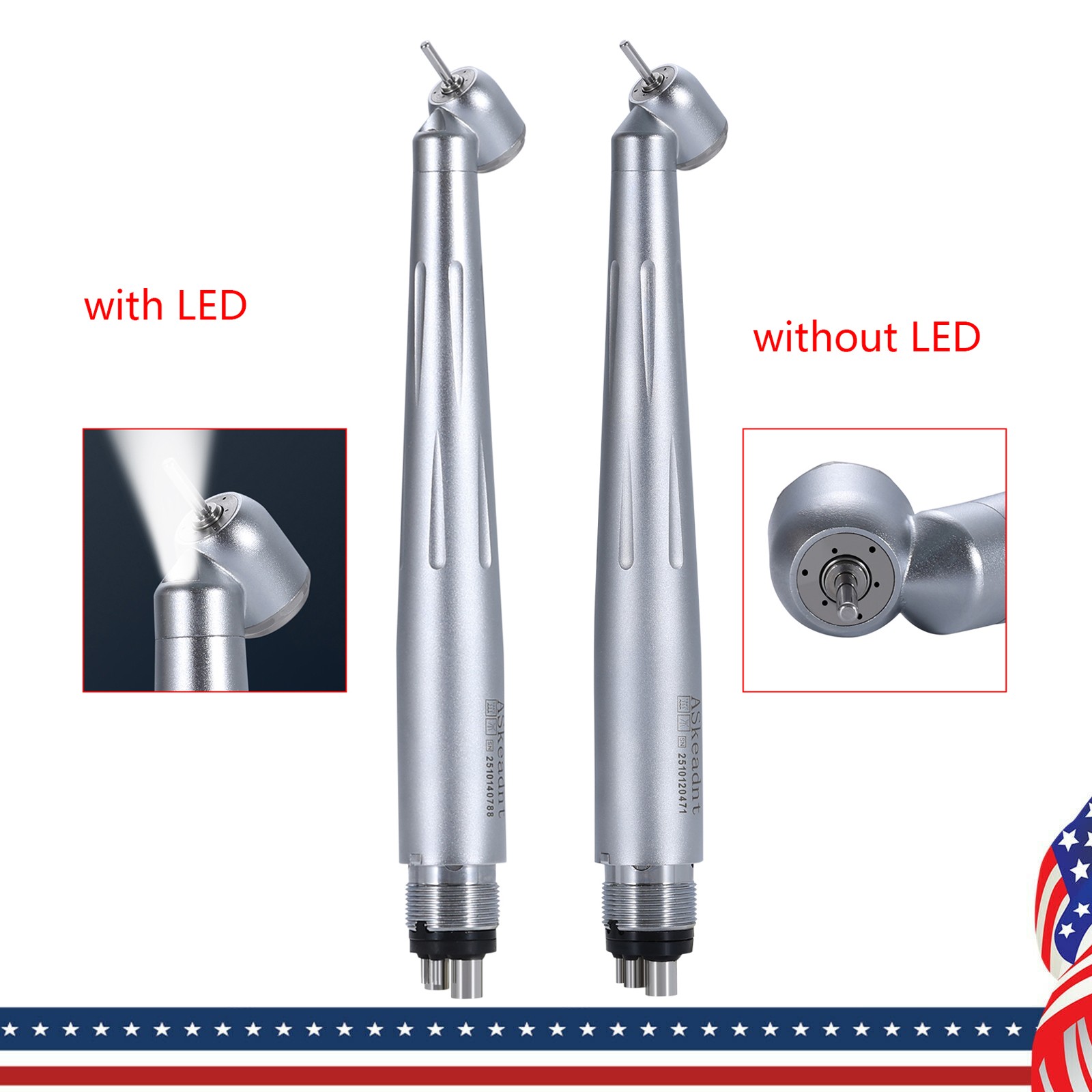 Dental (LED) Surgical High Speed Handpiece 45° Degree Turbine 2/4Hole for NSK OR