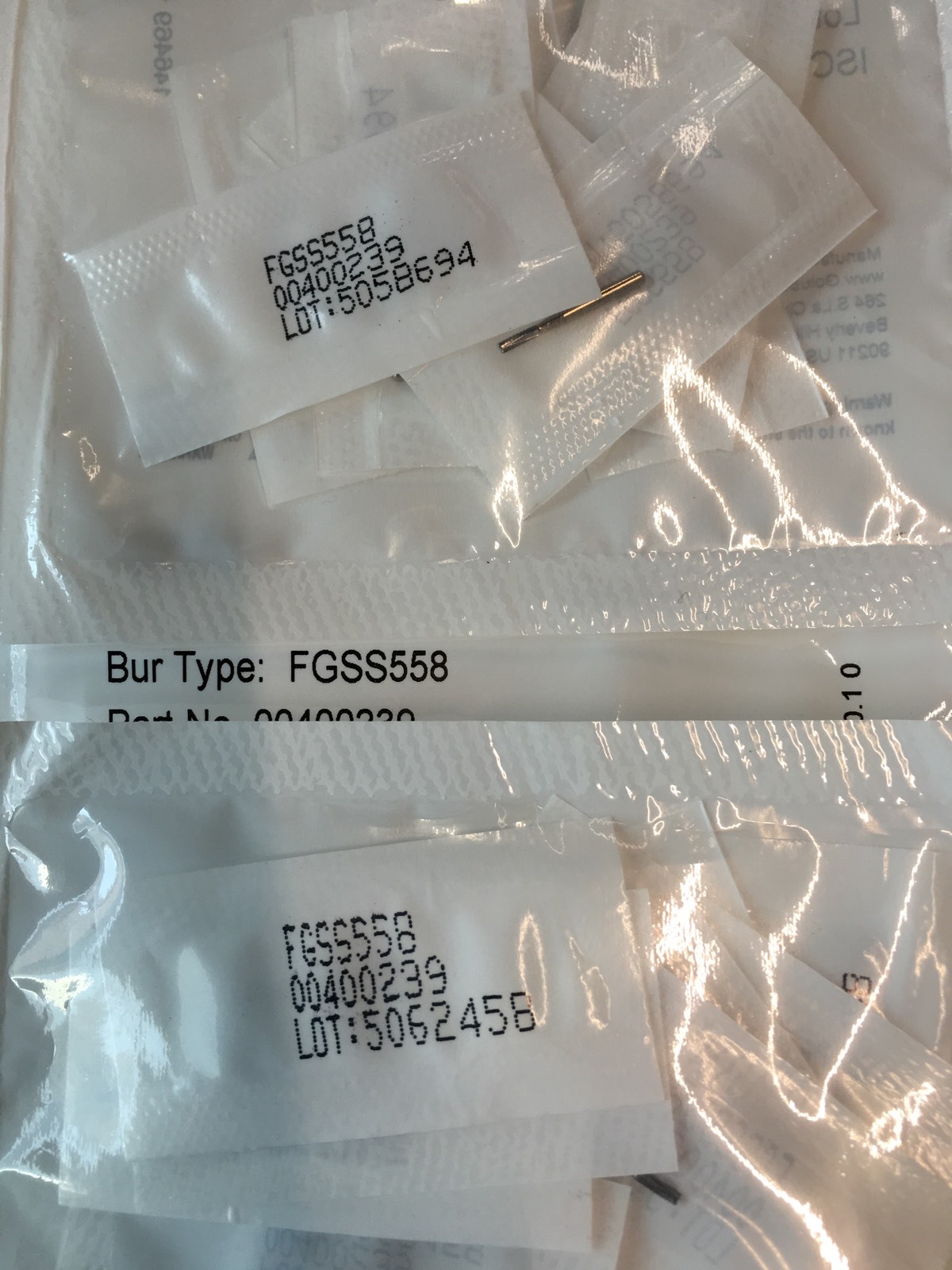 30 Operative Carbide Burs FGSS 558 Short Shank. Made in Canada Individually Pkg