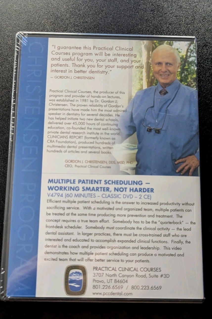 Multiple Patient Scheduling (V4794) Gordon Christensen PCC DVD