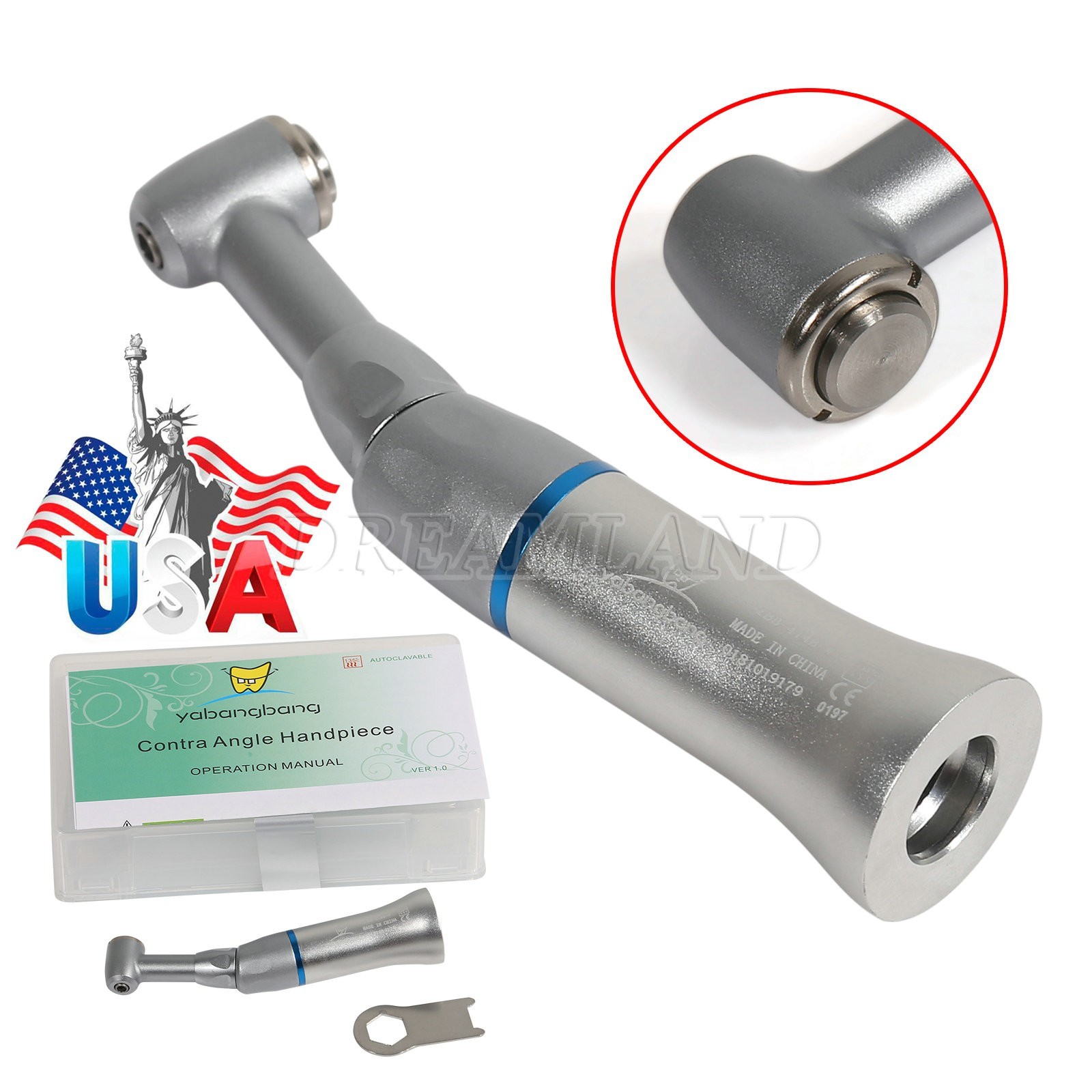 NSK Style Dental Low Slow Speed Handpiece Contra Angle Push Button E-Type FDA US