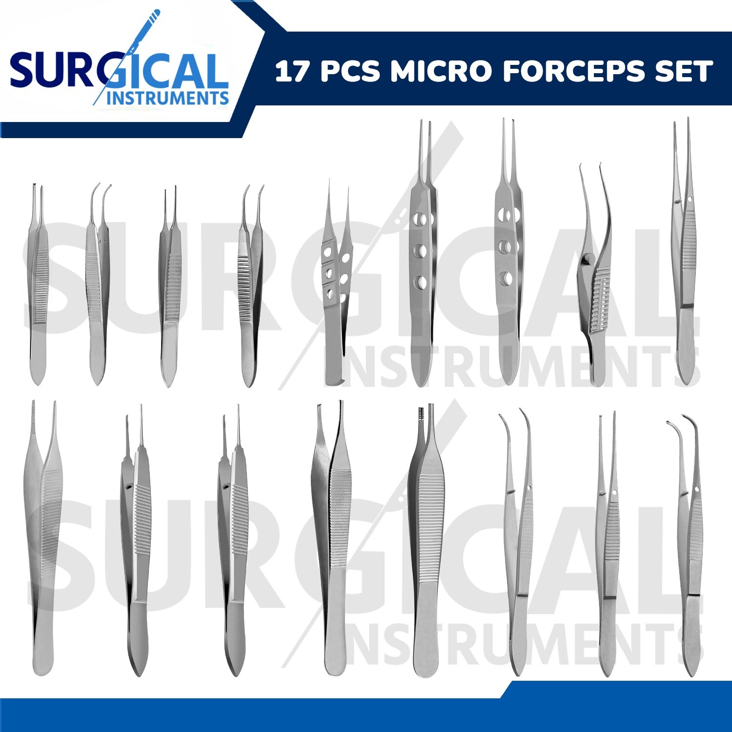 17 Pcs Micro Forceps Set Ophthalmic Surgical Instruments Laboratory German Grade