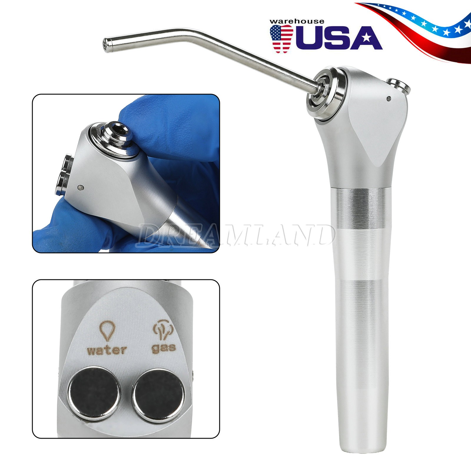 Dental Air Water Spray Triple Syringe 3 Three Way Handpiece W/ 2 Nozzles Tips de