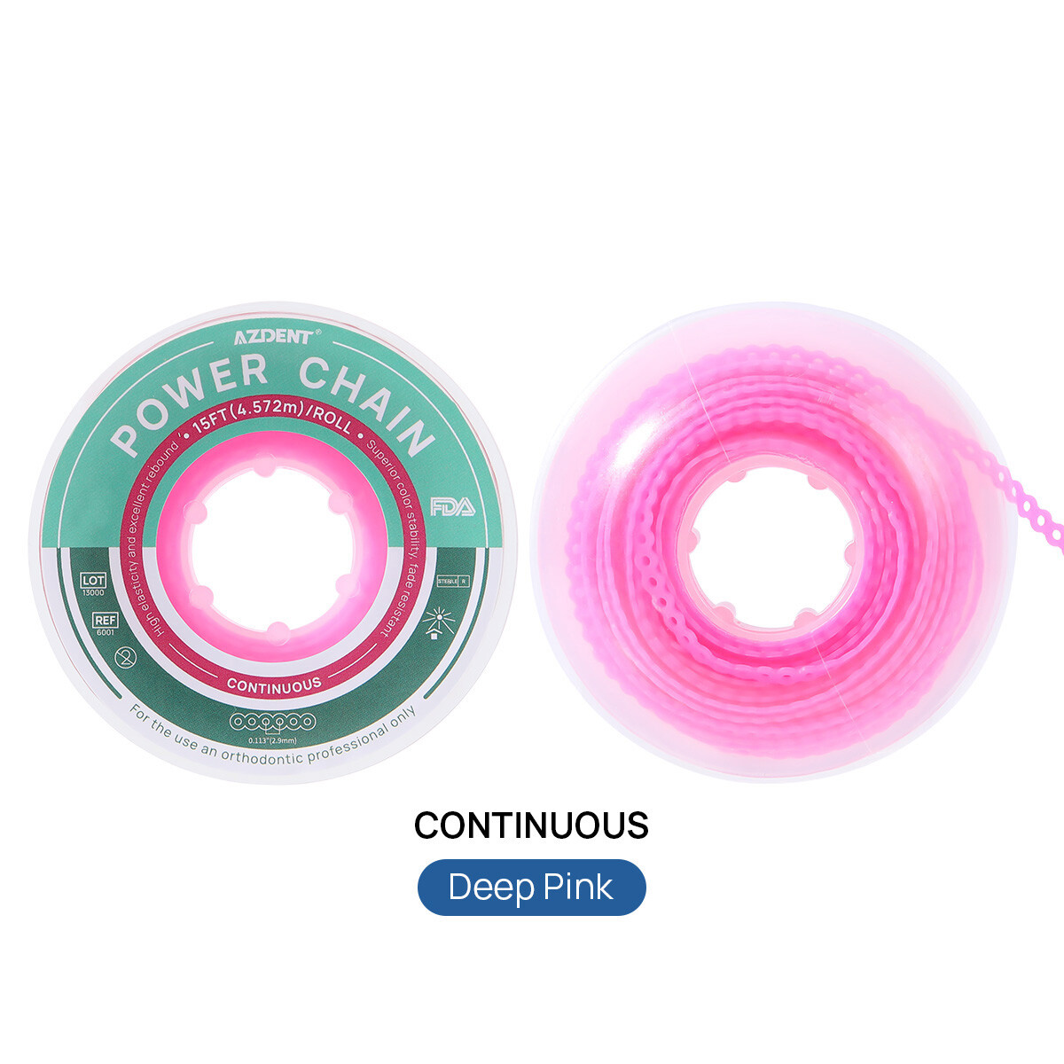 AZDENT Dental Orthodontic Colored Elastic Power Chain Long Short Continuous
