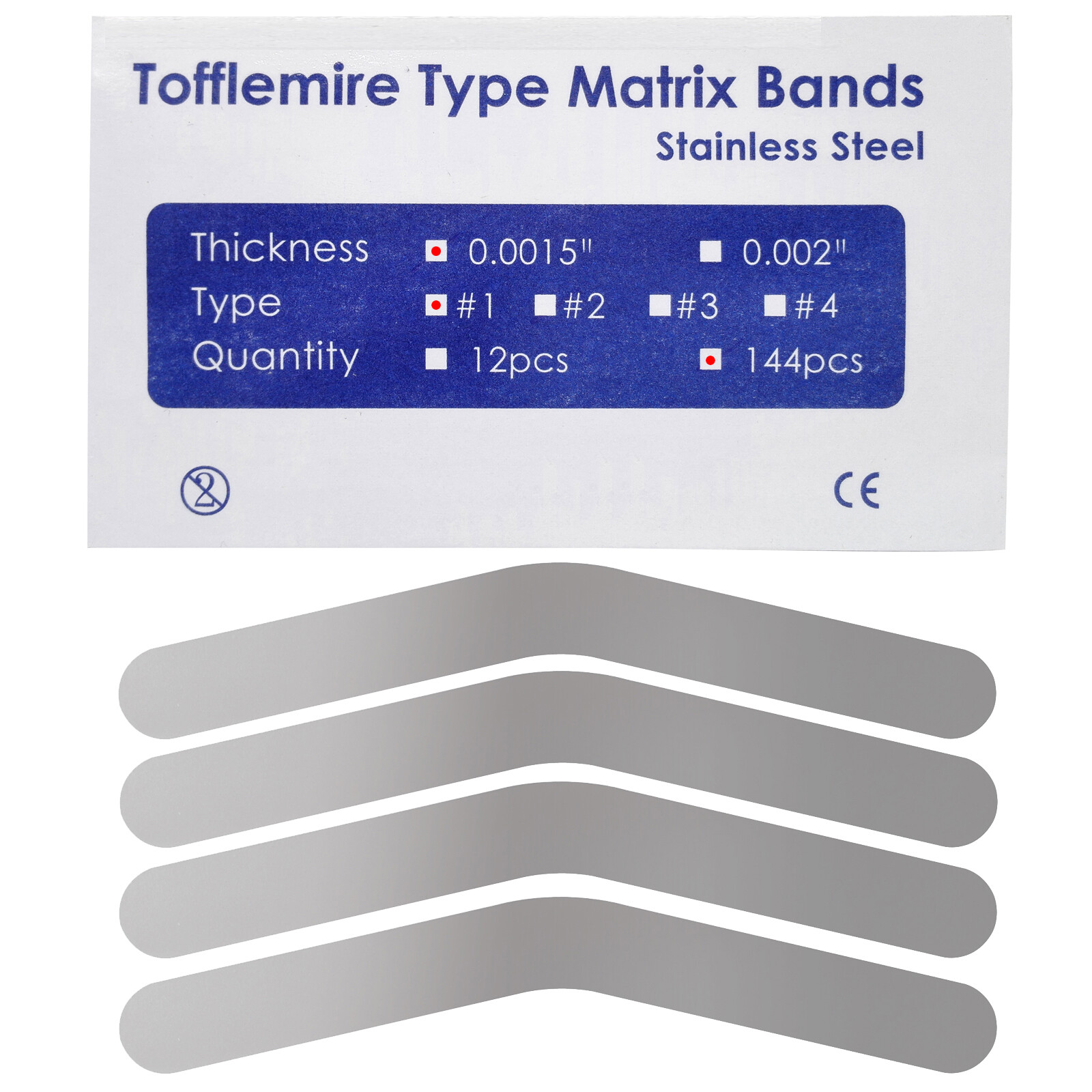144x Matrix Band Tofflemire #1 .0001 .0002 #2 .0015 #3 #13 MOD Wide/Narrow