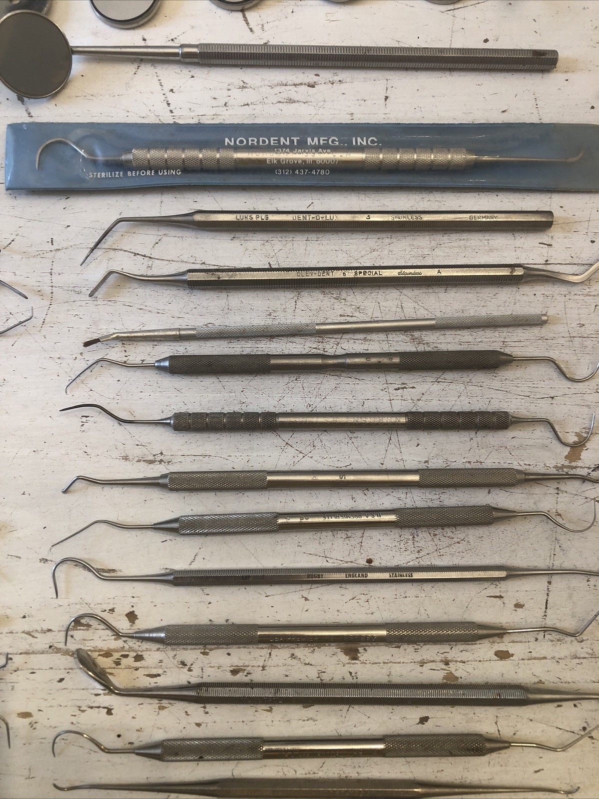 Lot of Mixed Dental Stainless Steel Tools Instruments NORDENT, SS WHITE, RUGBY