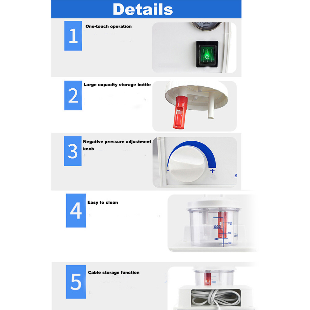 Vacuum Phlegm Quiet Suction Unit Portable Medical Emergency Aspirator Machine