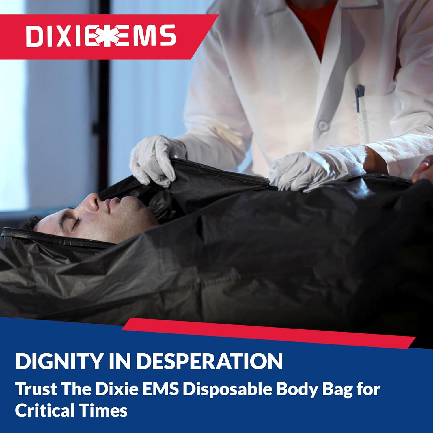 Ever Dixie Disposable Disaster Pouch Body Bag Stretcher Combo 8 Handles – Black