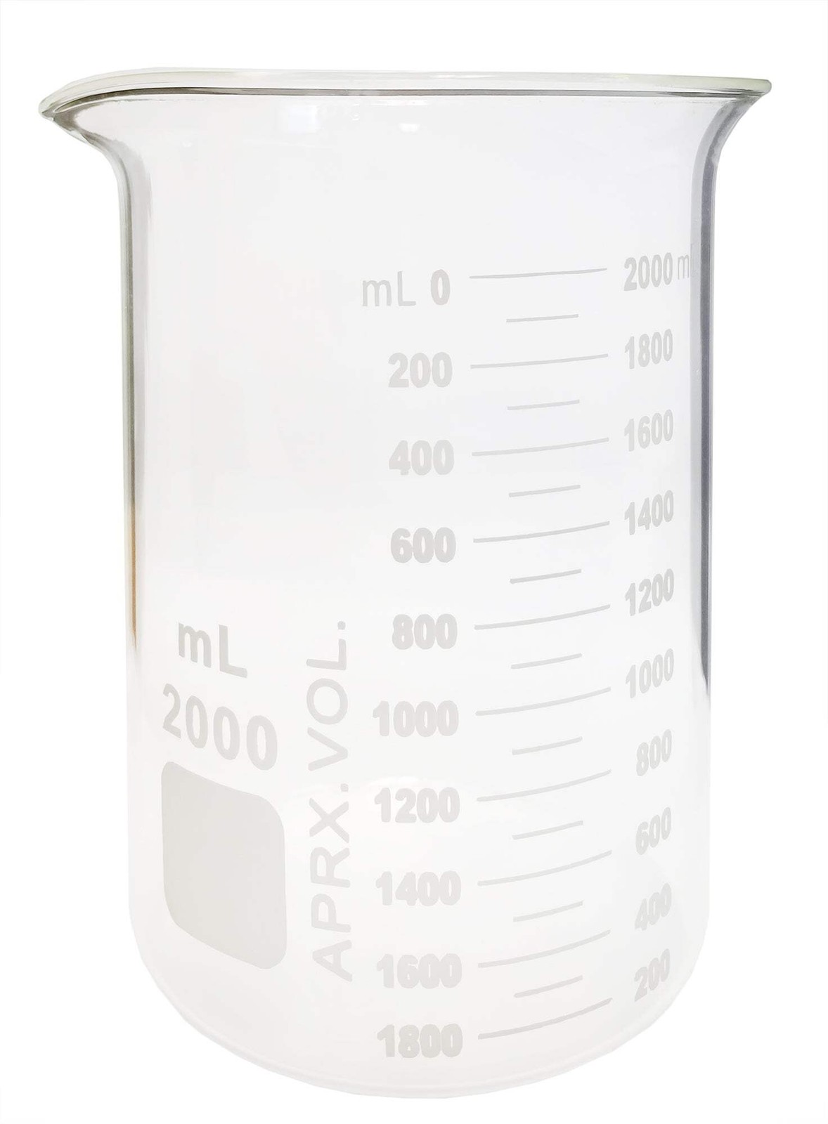 Beaker Griffin Style 2000ml Capacity Borosilicate Glass Graduated.