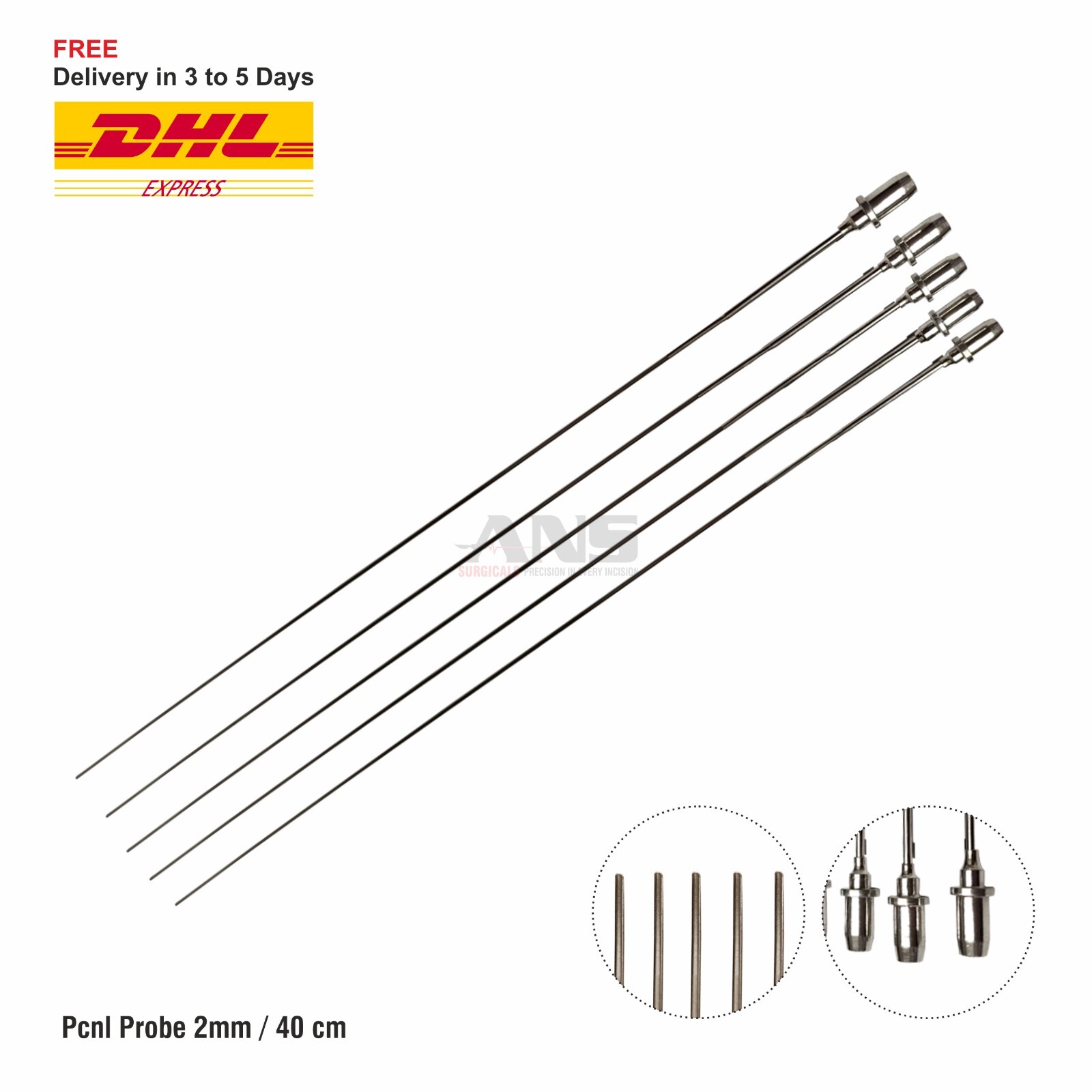 ANS NEW LITHOCLAST PCNL PROBE 2 MM /40 CM STAINLESS STEEL SET OF 5