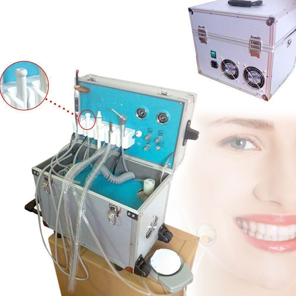 Dental Portable Mobile Delivery Unit Suction Rolling Case 4H Compressor /Chair