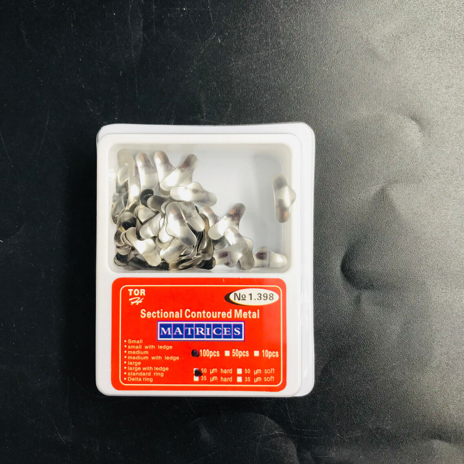 100×Dental Matrices Sectional Contoured Metal Hard Band Matrix Refill 35μm S/M/L