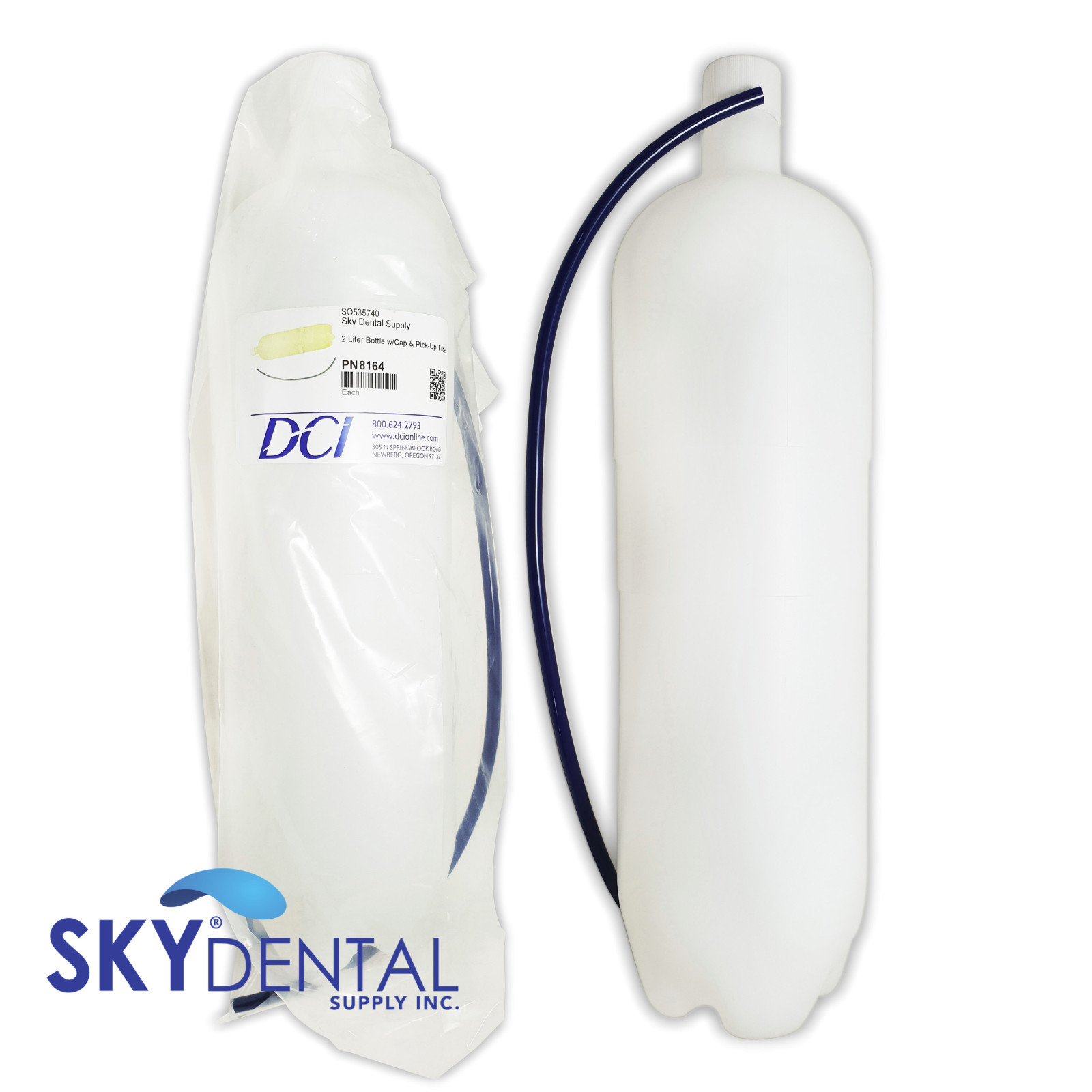 Dental Water Bottles, Heavy-Duty Plastic, 2 Liter W/ Cap & Tube #PN6932 8164 2pk