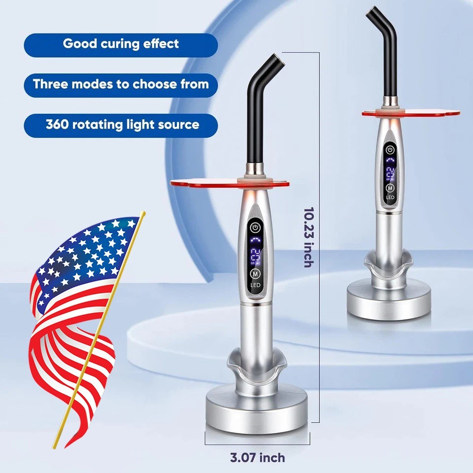 Dental Wireless Cordless LED Cure Curing Light Lamp 2000mw 5W Tool Resin Cure US