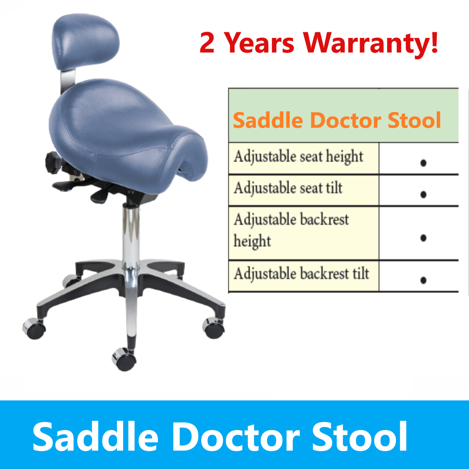 Doctor Saddle Stool Dental Doctor Stool For Dentist / Hygienist, 2 Year Warnty!