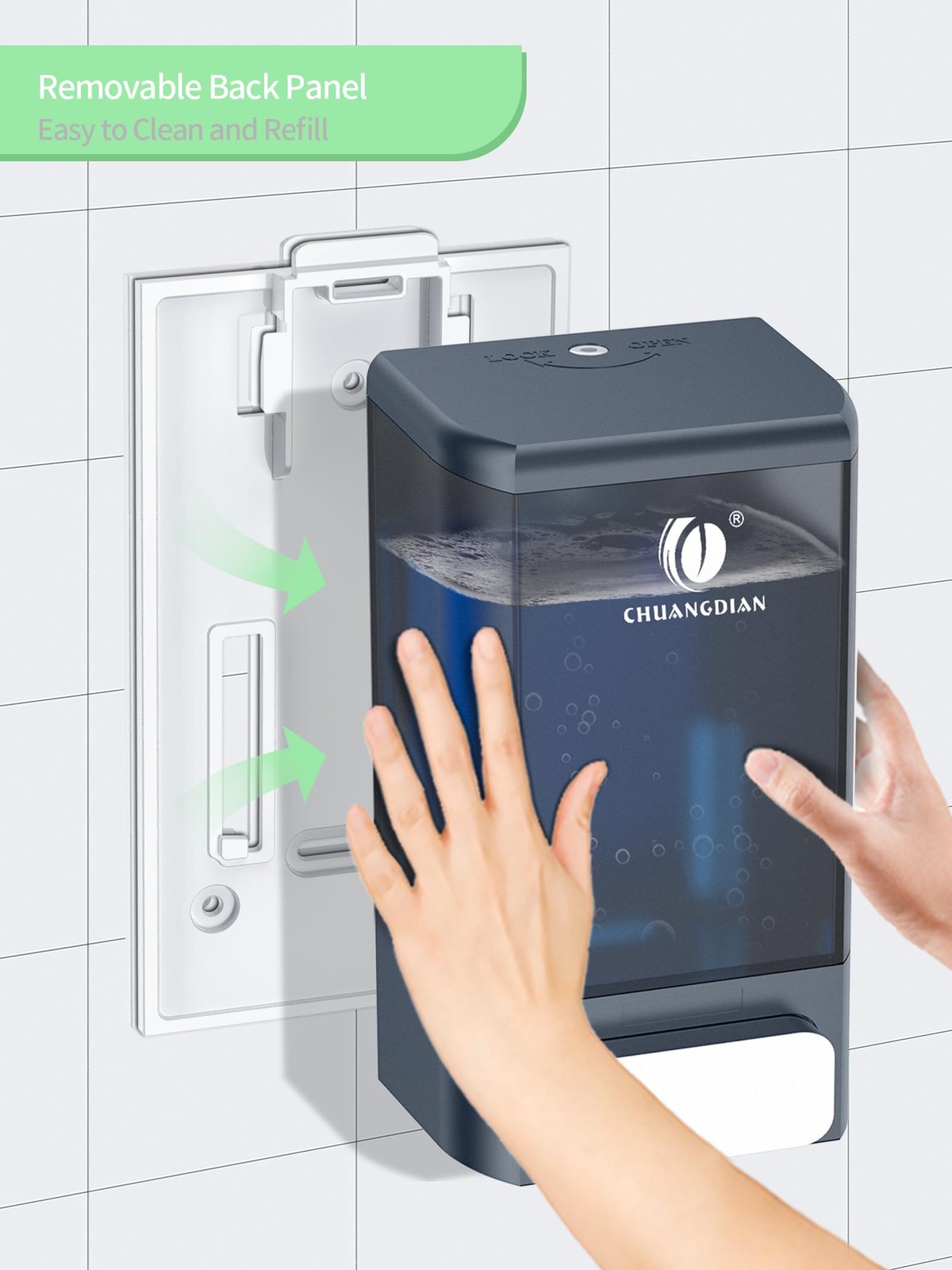 Chuangdian Manual Liquid Soap Dispenser 34 Fl.Oz Dark Grey