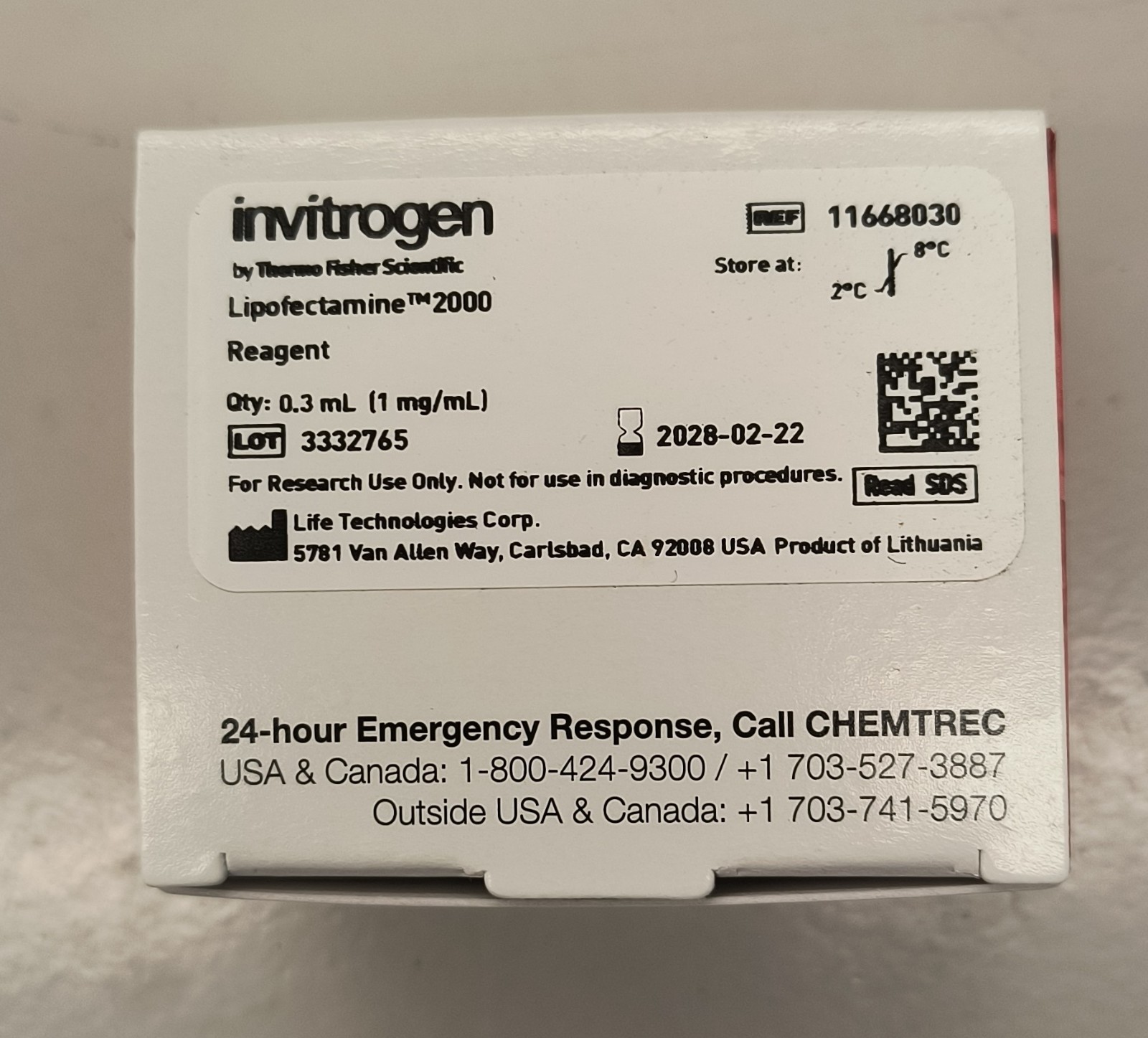 Invitrogen™ Lipofectamine™ 2000 Transfection Reagent, 0.3 ml, 11668030
