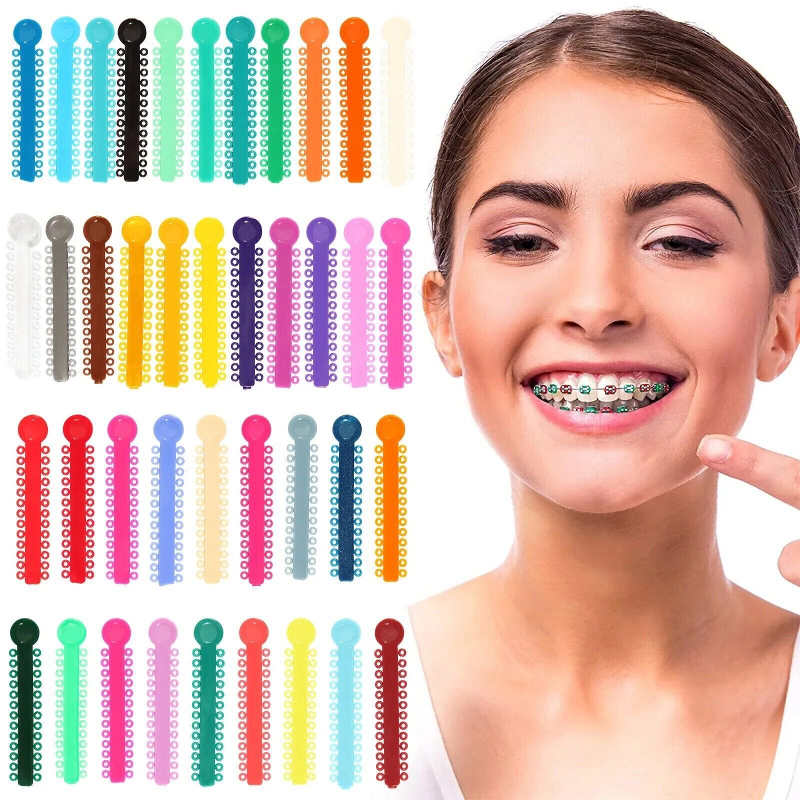 1040pcs Dental Orthodontic Ligature Ties Braces Elastic Rubber Bands Mixed Color