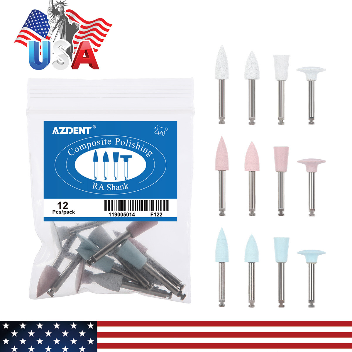 Dental Contra Angle/Straight/Air Motor Handpiece 2/4H/Polishing Burs RA Polisher