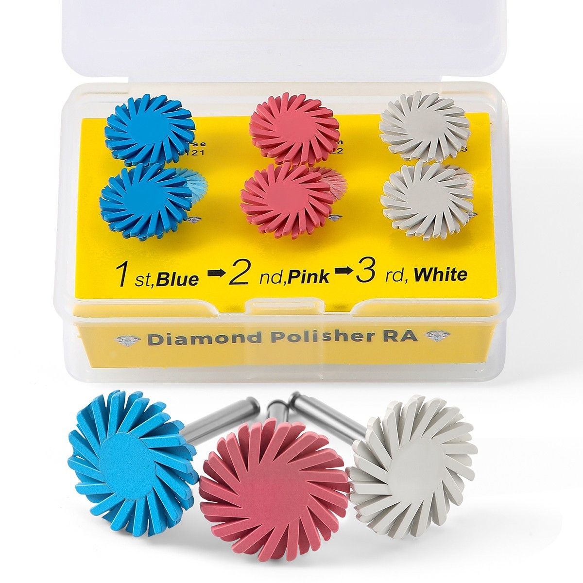 6Pcs Kit de pulido compuesto dental Polishing Diamond RA Disc Wheel Rubber