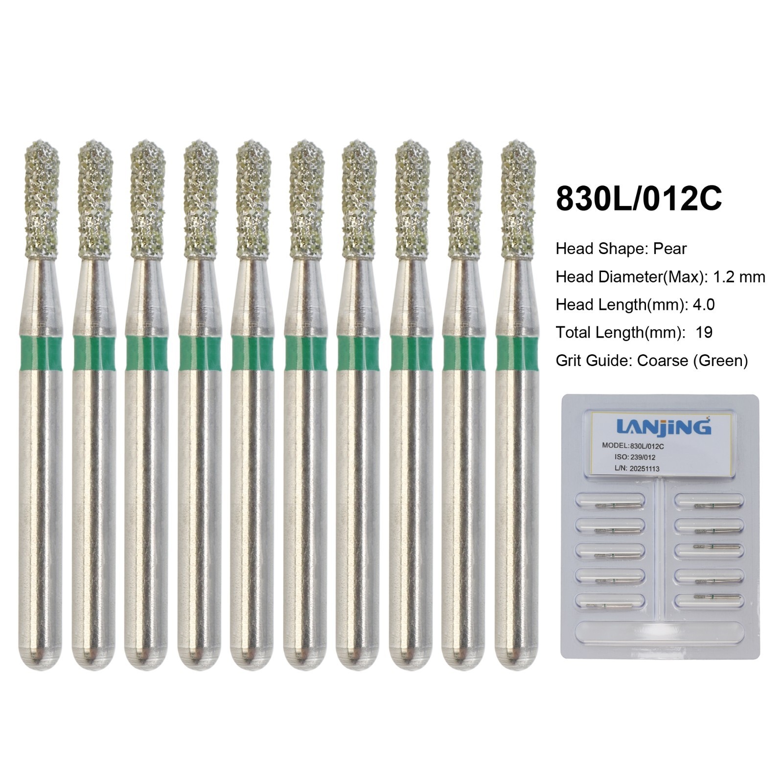 Diamond Burs Dental Zirconia Cutter Diamond Bur FG Football Round End Taper Pear