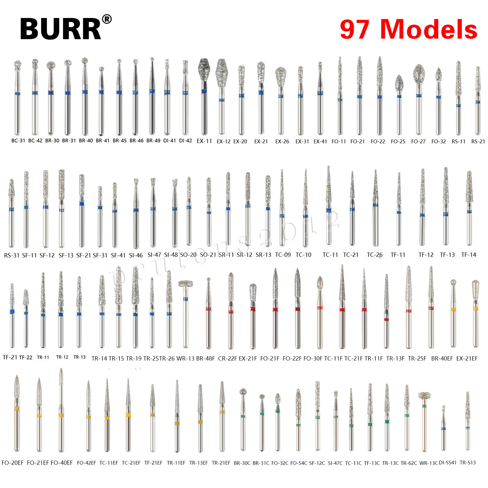 Dental FG Diamond Burs for High Speed Handpiece Friction Grip 5pcs/pack YT