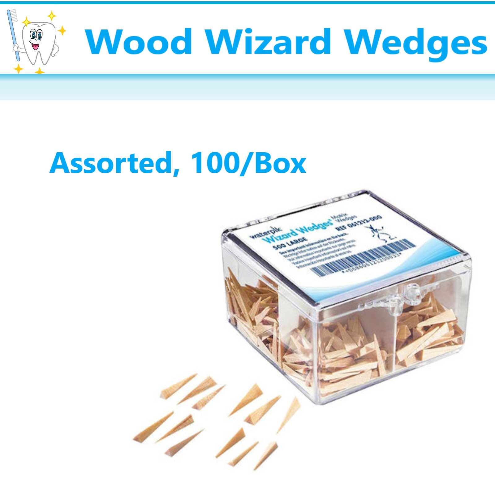 Dental Wizard Wedges Wide, Slim Jim, 100-500/Box, Assorted, Matrix wood Waterpik
