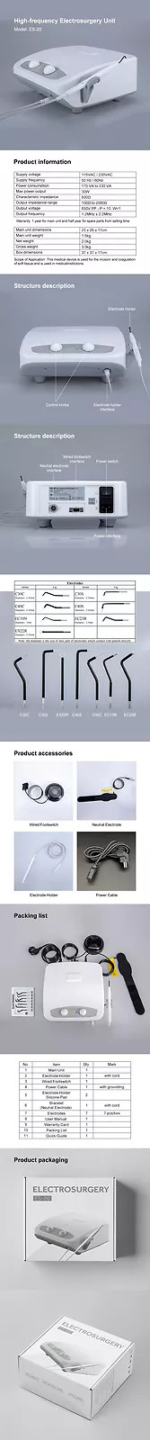 Electro Electrosurgery Unit Machine High Frequency Electric 7pcs Knife US