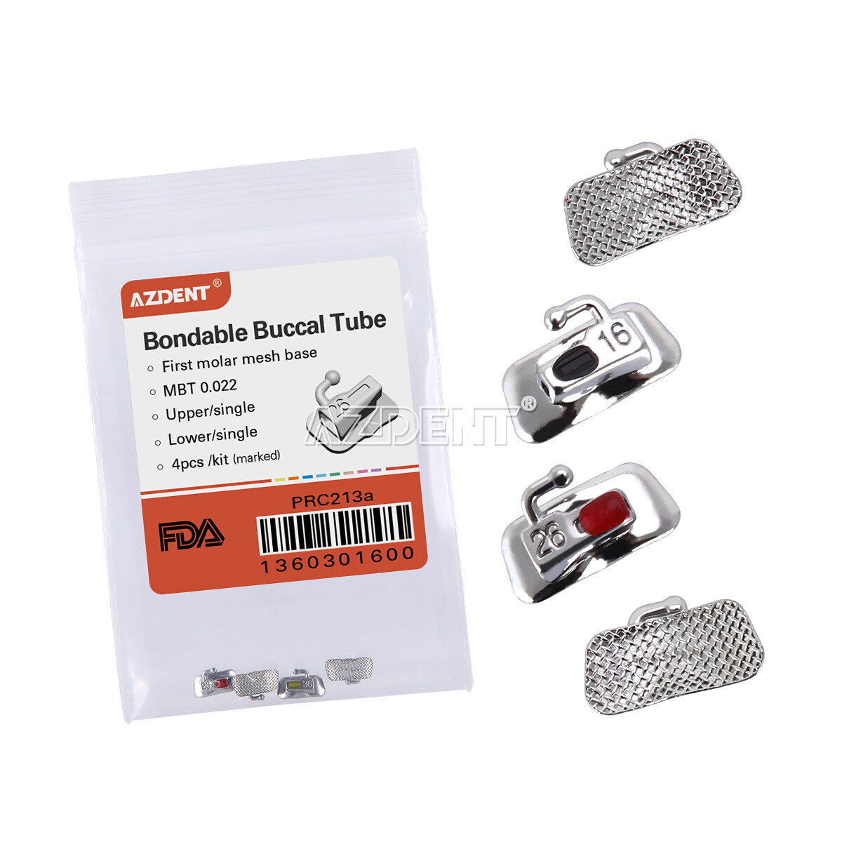AZDENT Dental Orthodontic 1st Molar Buccal Tubes Bondable MBT/Roth.022 Non-conv