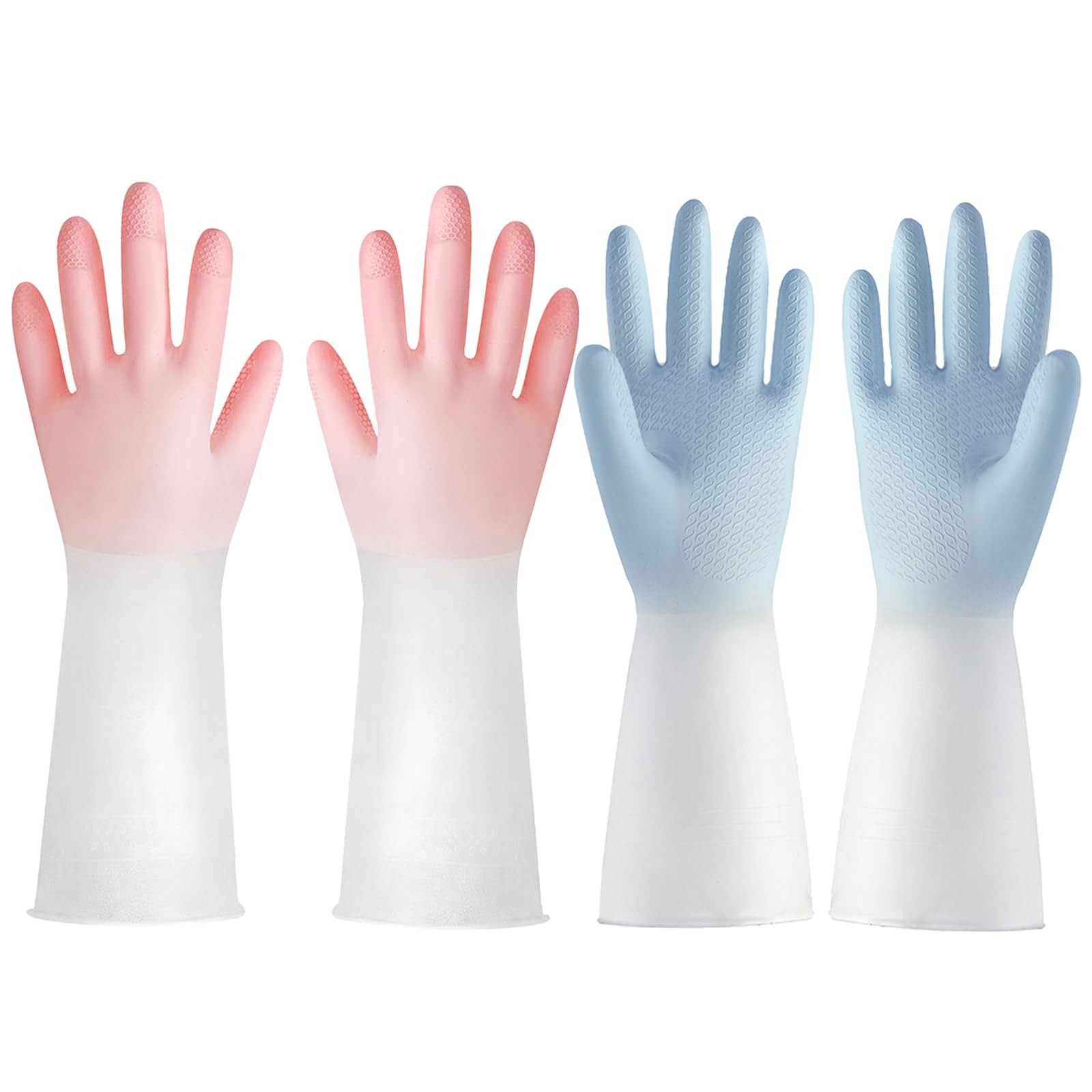 2 Pairs Rubber Kitchen Dishwashing Gloves Reusable Cleaning Gloves for Men Women