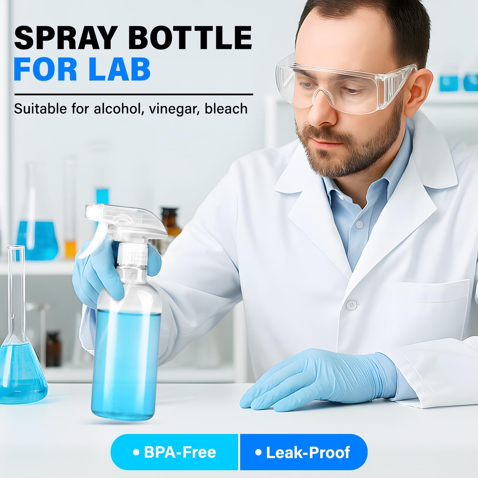 2Pk 16oz Empty Plastic Spray Bottles for Cleaning Solutions Plants Hairdressing