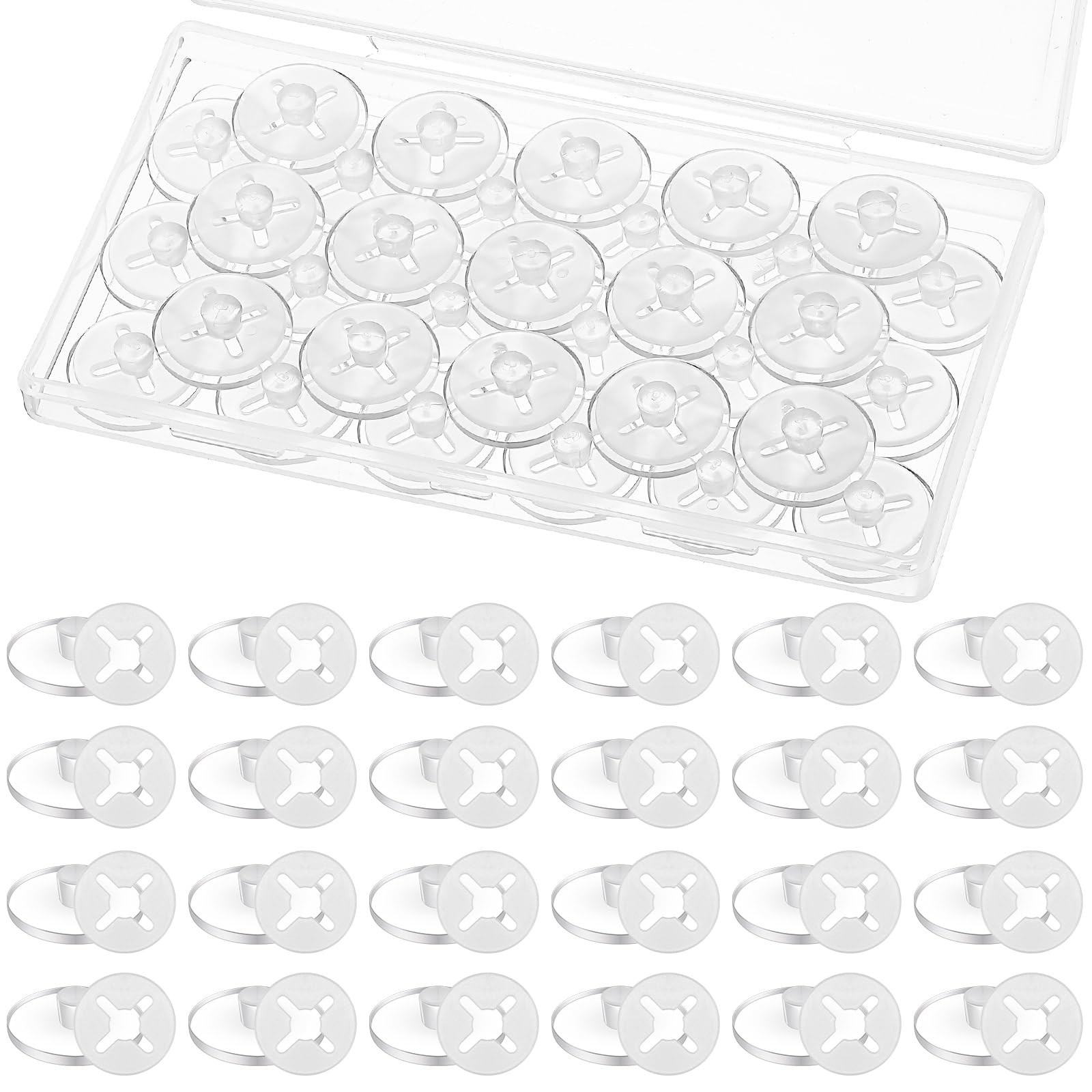 Wavwavw 24 Pcs Clear Running Bib Clips 1.7 cm /0.67 inches in diameter,