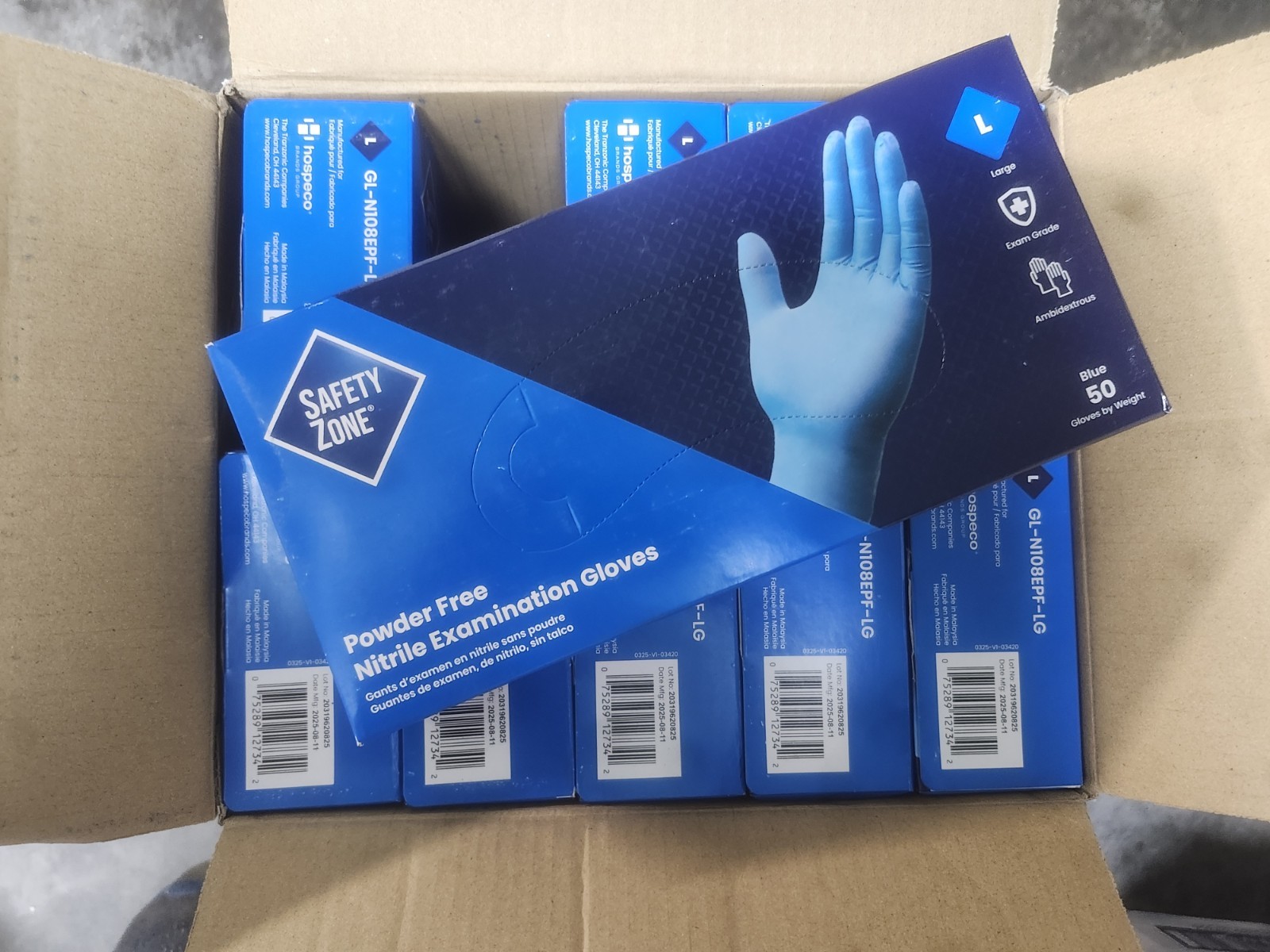 Safety Zone Exam Gloves L 12″ 8MIL Extended Cuff Nitrile Powder free 500/Case