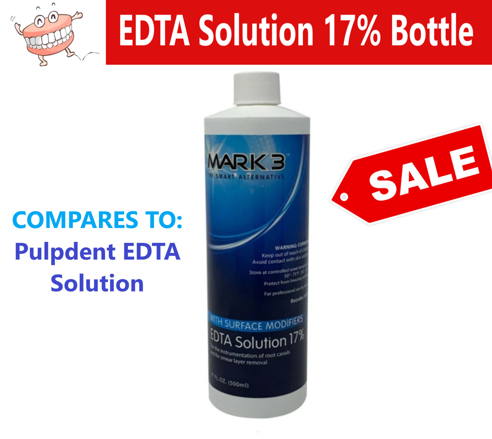 Dental EDTA Solution 17% with Surface Modifiers For Root Canal 17oz/Pk Mark3 USA